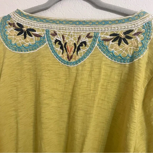 Soft Surroundings blouse tunic sunrise Embroidered V-Neck boho floral cotton 3x - Picture 4 of 9